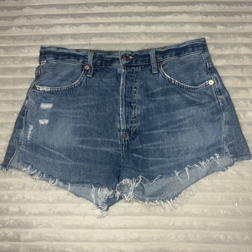 Citizens of Humanity Denim Annabelle Shorts Size 26 Raw Hem Side Slit